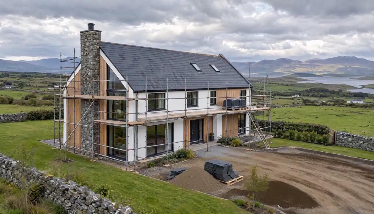 Natural slate being laid on the new roof